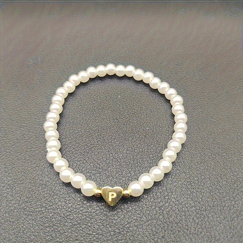 Chic Initial A–Z Bracelet with Heart Charm