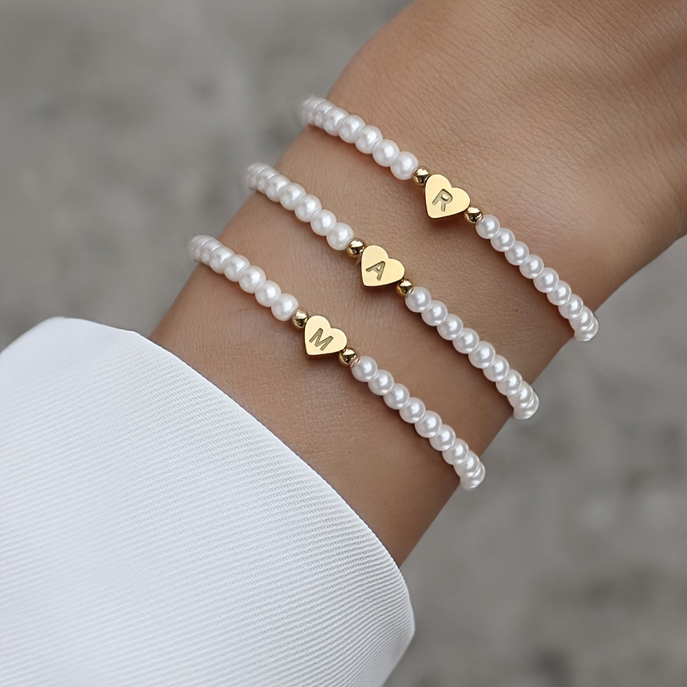 Chic Initial A–Z Bracelet with Heart Charm