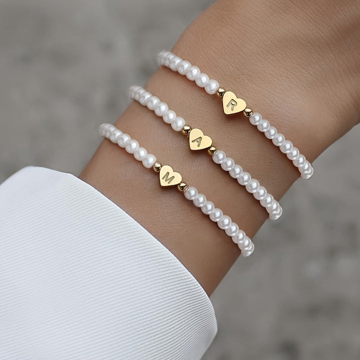 Chic Initial A–Z Bracelet with Heart Charm