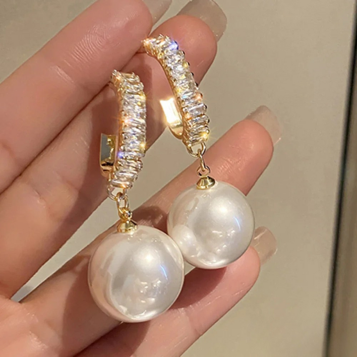 Chic Earrings with Pearls and Zirconia