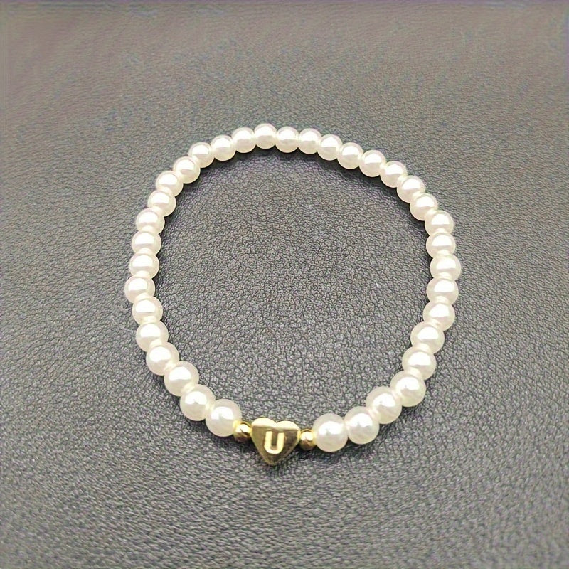 Chic Initial A–Z Bracelet with Heart Charm