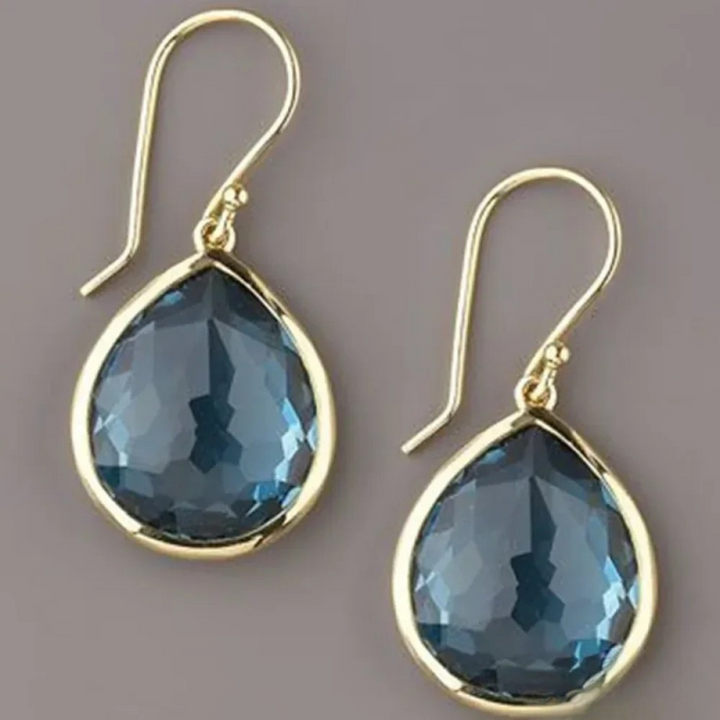 Retro Drop Earrings with Blue Crystal