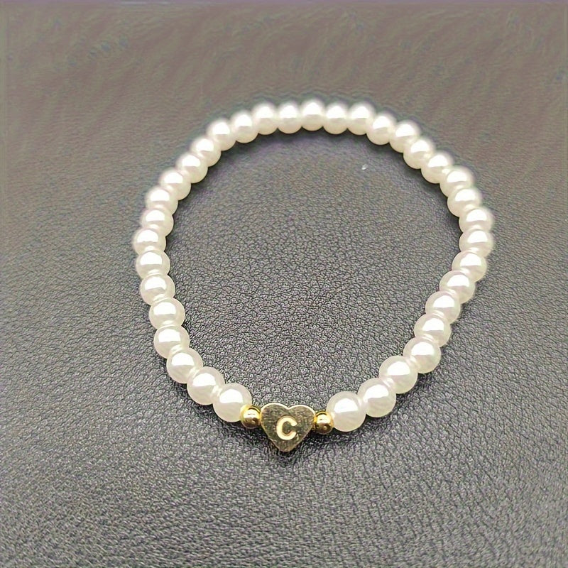 Chic Initial A–Z Bracelet with Heart Charm