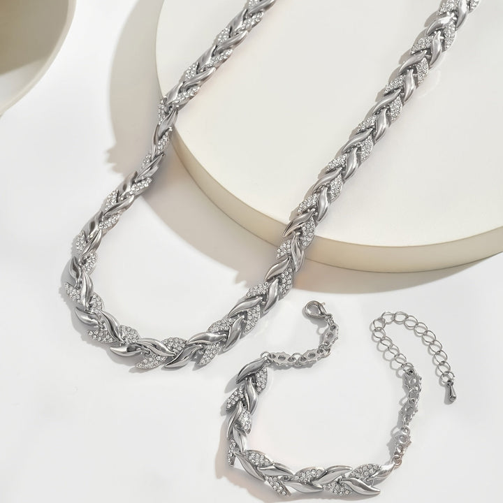 Elegant Fishtail Jewelry Set with Glass Rhinestones