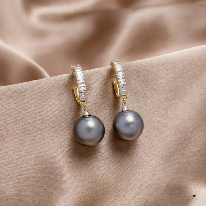 Chic Earrings with Pearls and Zirconia