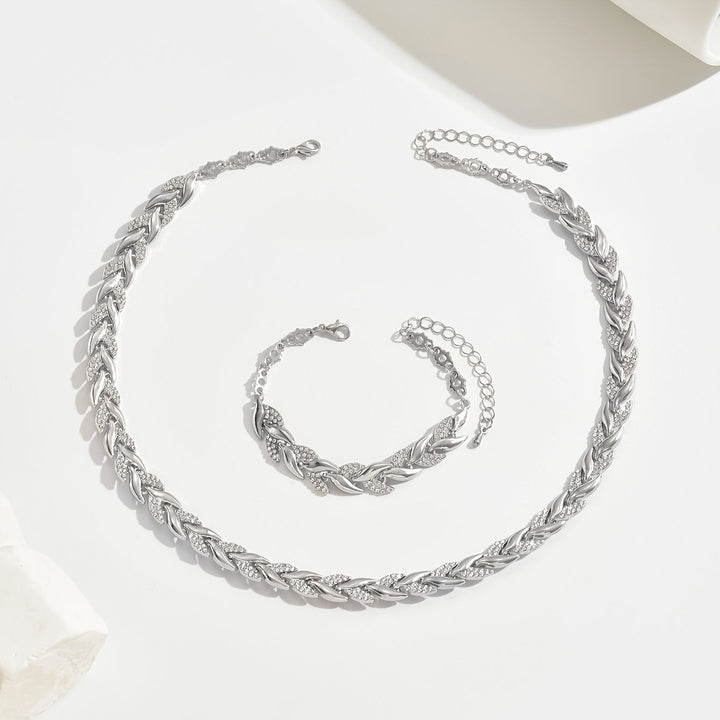 Elegant Fishtail Jewelry Set with Glass Rhinestones