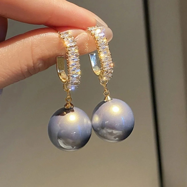 Chic Earrings with Pearls and Zirconia