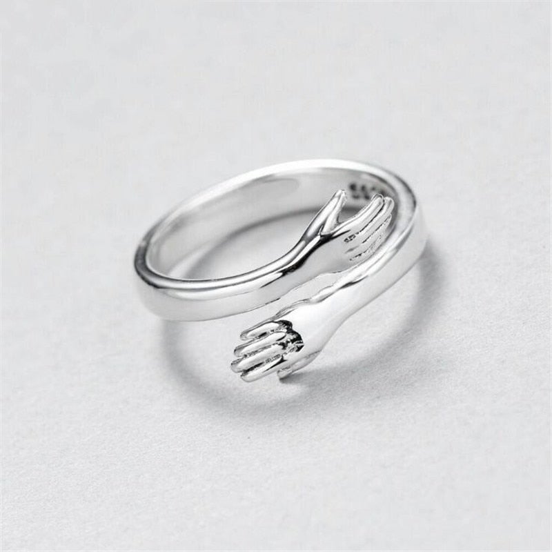 925 Sterling Silver Hug Ring with Adjustable Size