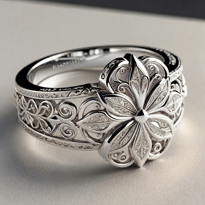 Exotic Gold Flower Ring with Zirconia