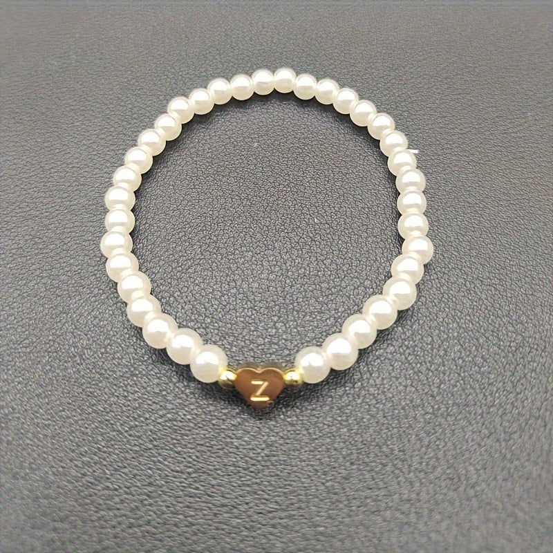 Chic Initial A–Z Bracelet with Heart Charm