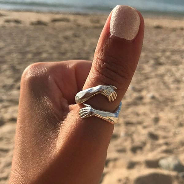 925 Sterling Silver Hug Ring with Adjustable Size