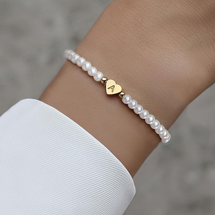 Chic Initial A–Z Bracelet with Heart Charm