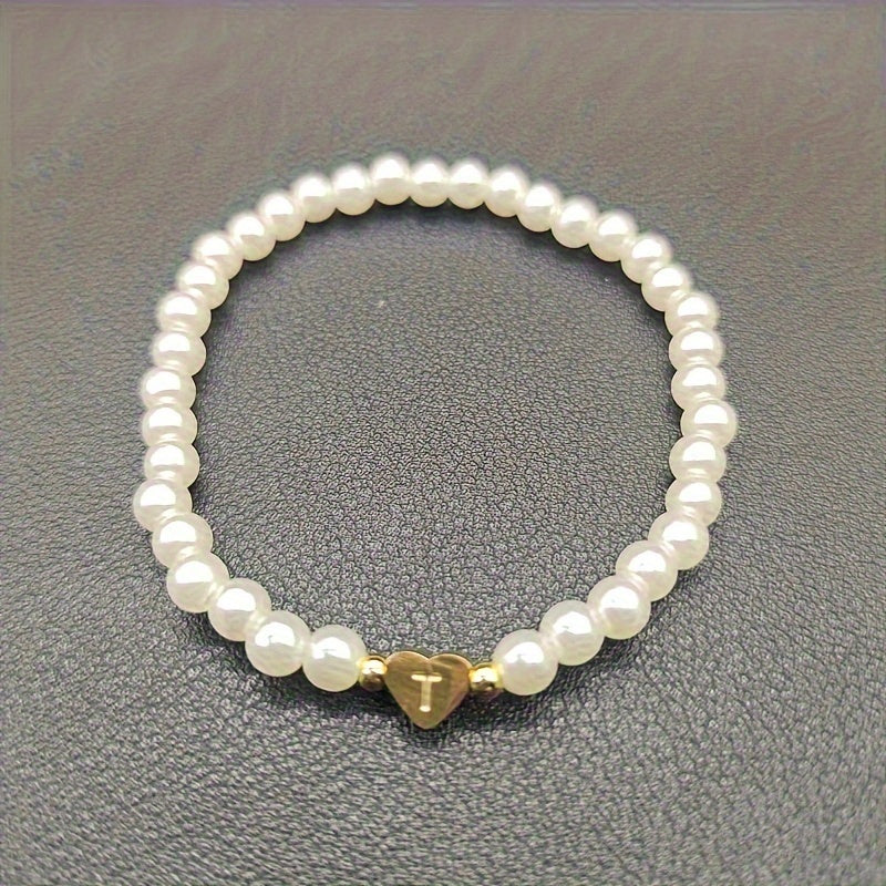 Chic Initial A–Z Bracelet with Heart Charm